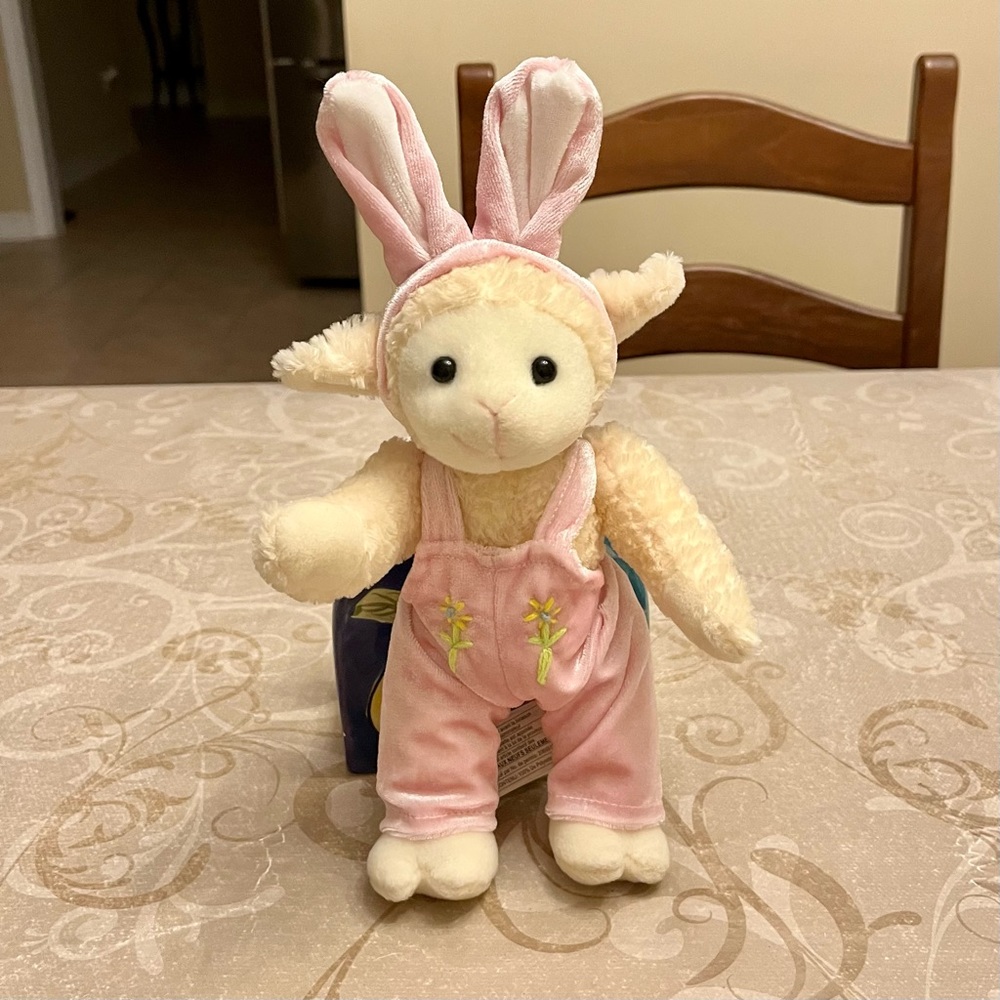 Vintage 1997 Chrisha Playful Plush Sheep (Lamb) Dressed Like A Bunny For Easter